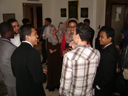 Yassmin Abdel-Magied (in red jacket), founder of Youth Without Borders from Australia interacting with guests from the International Islamic University of Malaysia at a lunch reception hosted by Haji Ridwaan Jadwat, Counsellor of Australian High Commission.